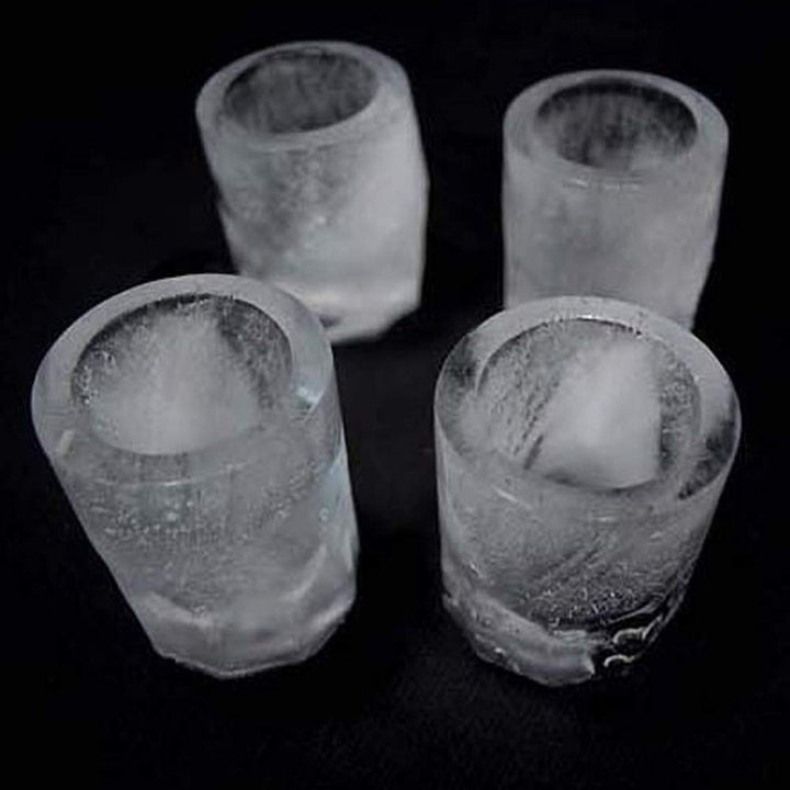 Reusable silicone ice tray for making frozen shot glasses for whiskey and cocktails