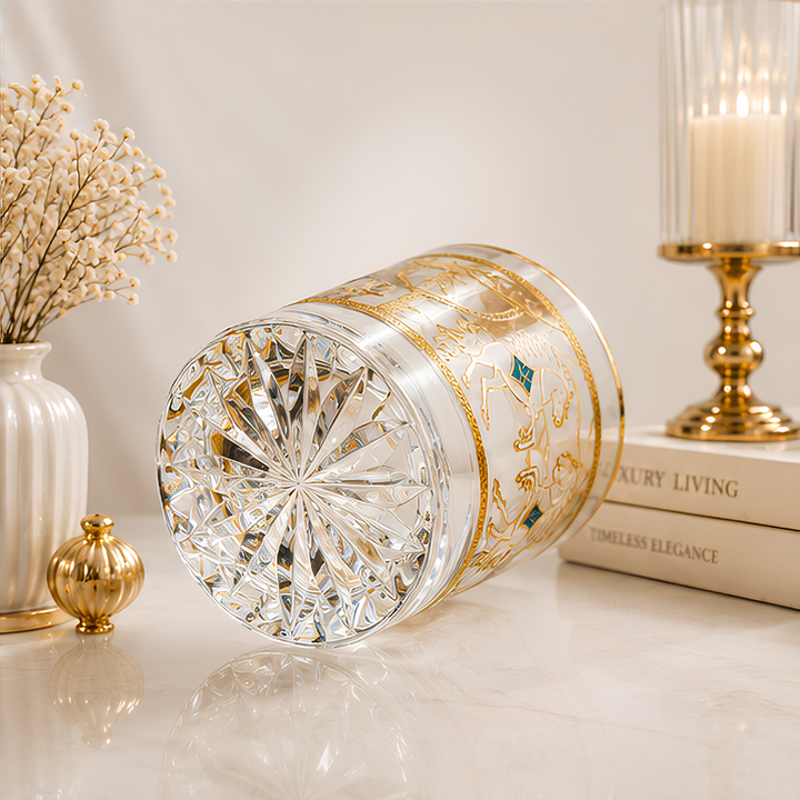 Pegasus 24k Gold-Rimmed Designer Glasses | Set of 6 | Suitcase Gift Box