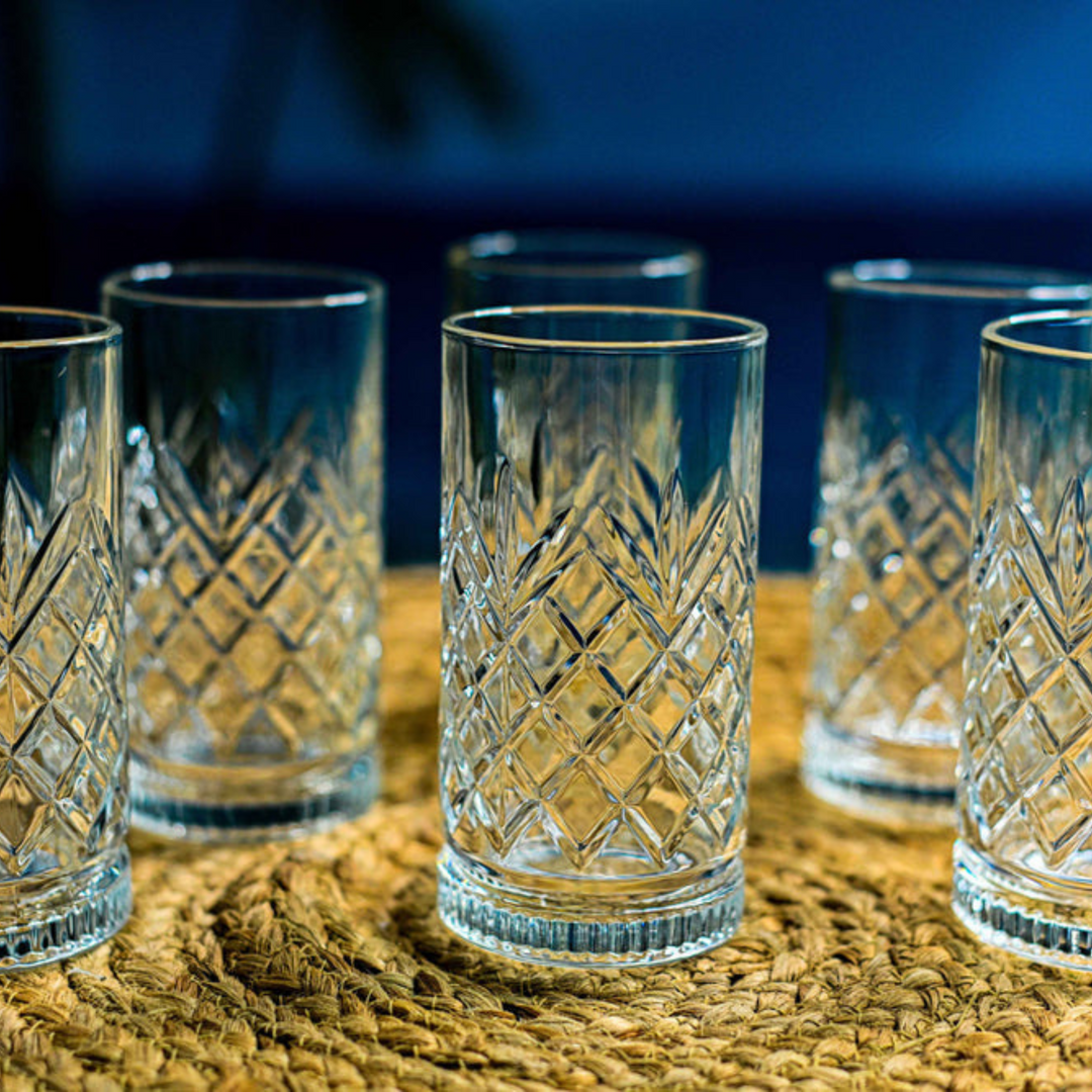 Diamond Hi Ball Glass (Pack Of 6)