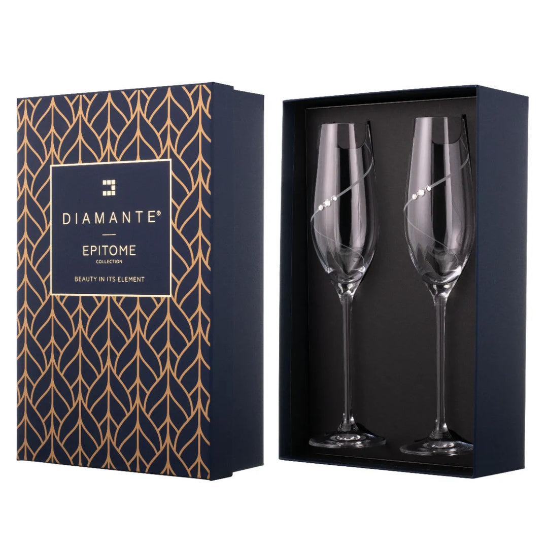 Silhouette Champagne Flute Glass - 210 ML ( Made With Swarovski Crystals)