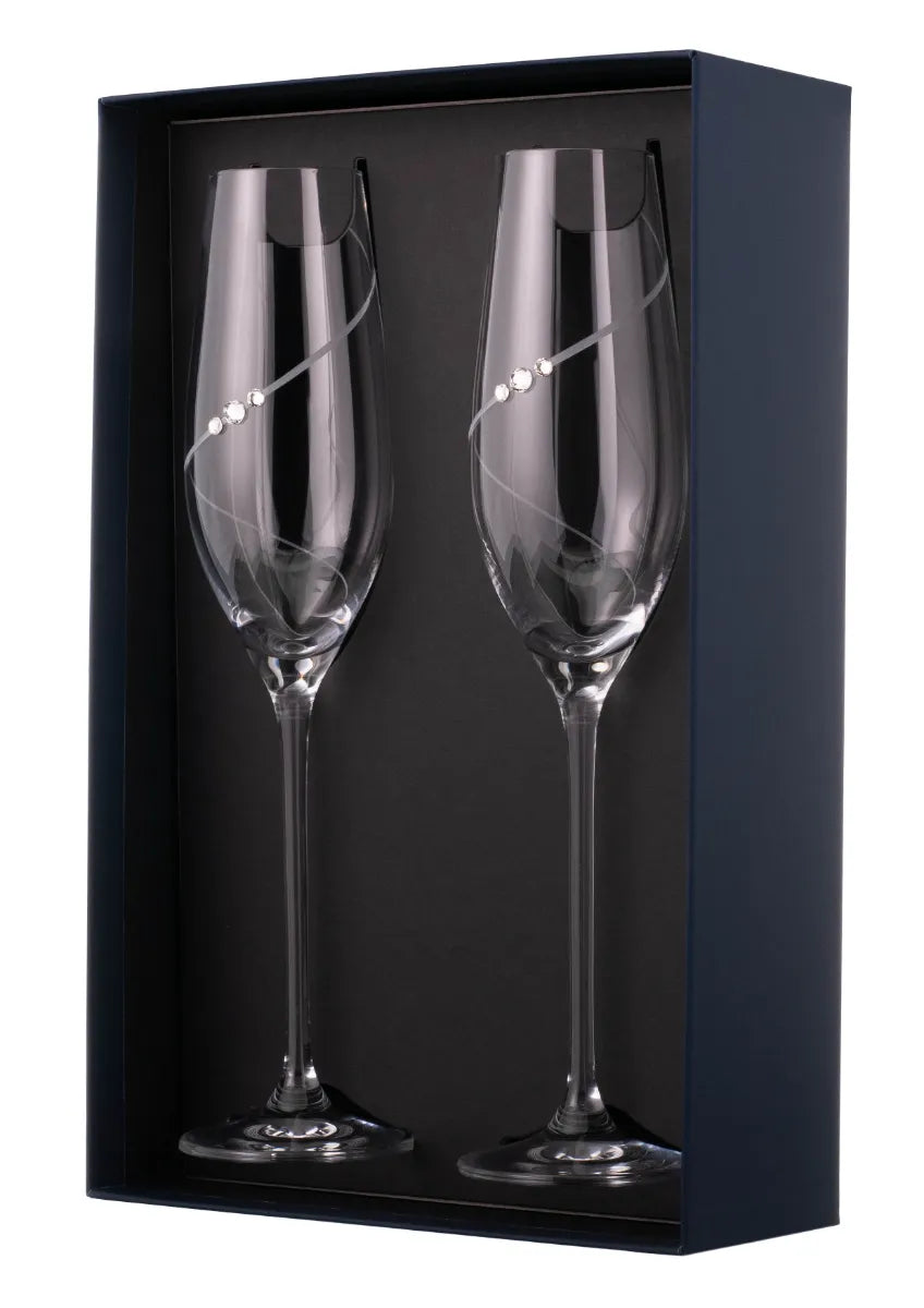 Silhouette Champagne Flute Glass - 210 ML ( Made With Swarovski Crystals)