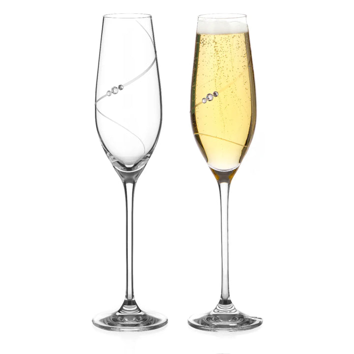 Silhouette Champagne Flute Glass - 210 ML ( Made With Swarovski Crystals)