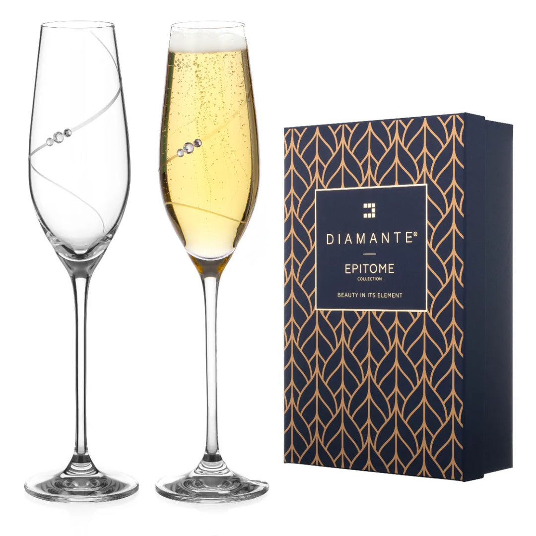 Silhouette Champagne Flute Glass - 210 ML ( Made With Swarovski Crystals)