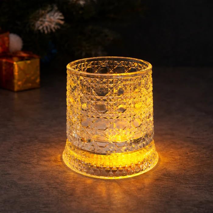 Spinning Whiskey Glass with LED Light – Crystal Base 360° Rotating (300ml)