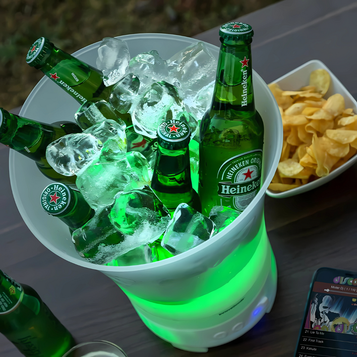 LED Beer And Champagne Bucket with Built-in Bluetooth Speaker