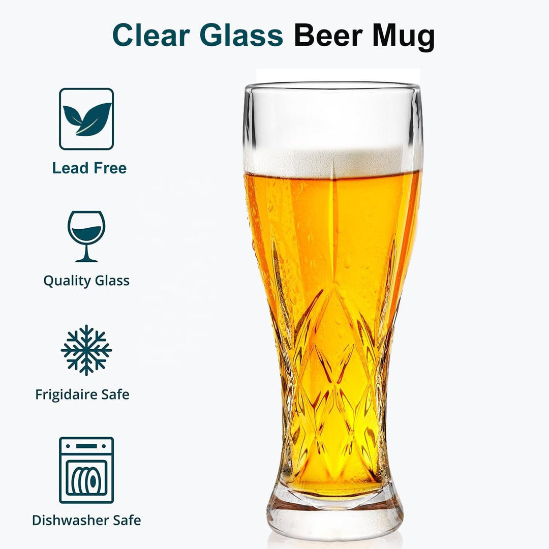 Elite Beer Glass - Perfect for Beer Pint (Pack of 6)