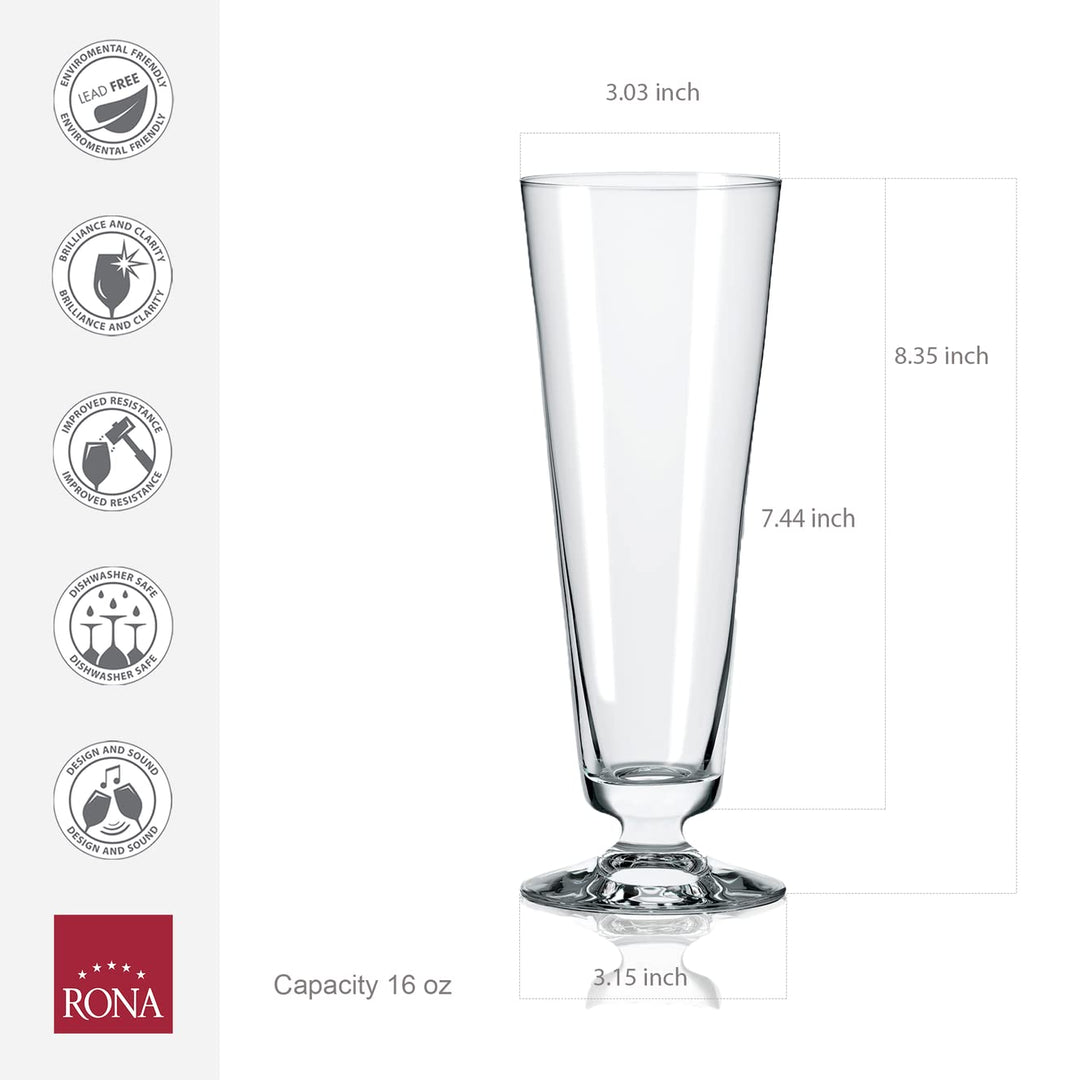 Rona Classic Pilsner Glass 420 ML (Pack of 6)