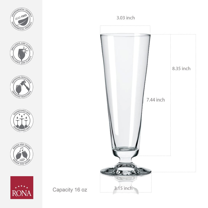 Rona Classic Pilsner Glass 420 ML (Pack of 6)