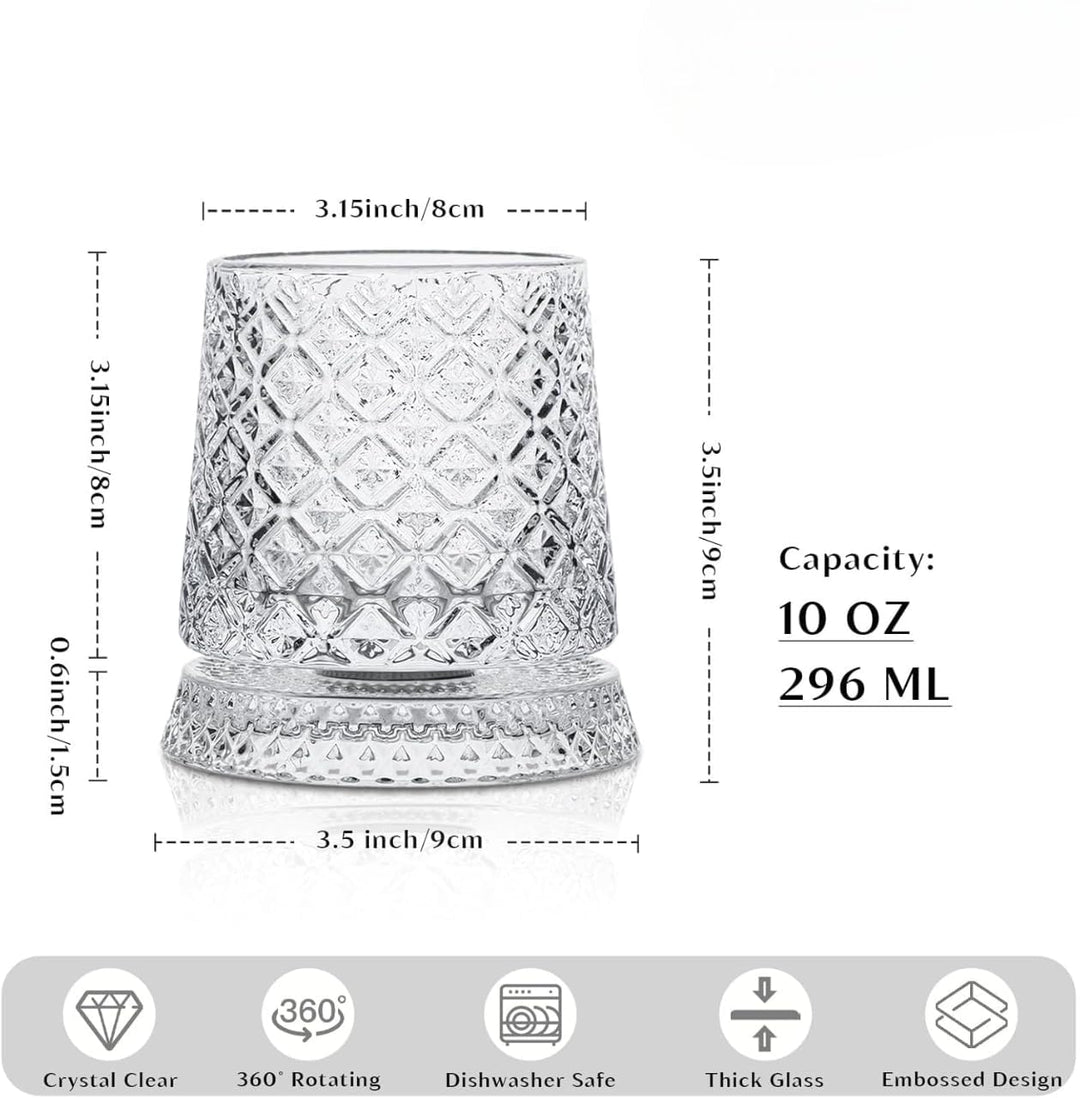 Spinning Whiskey Glass – Crystal Base 360° Rotating (300ml)