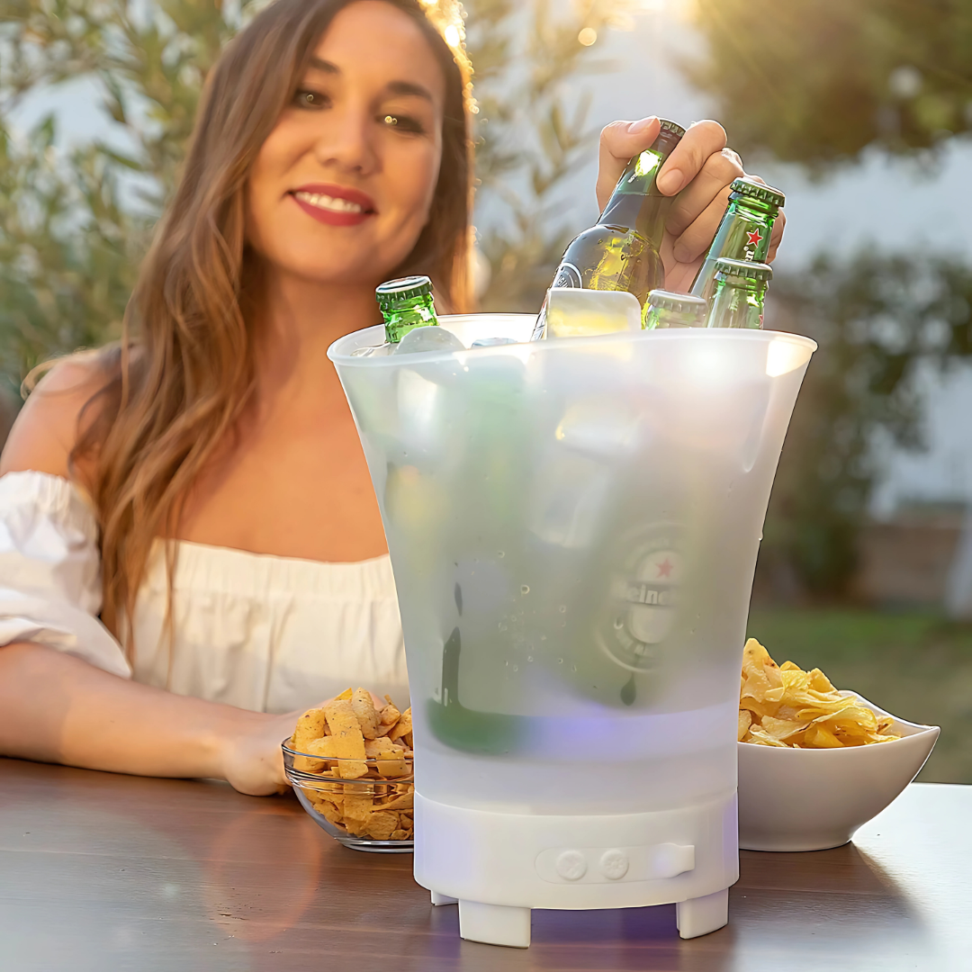 LED Beer And Champagne Bucket with Built-in Bluetooth Speaker