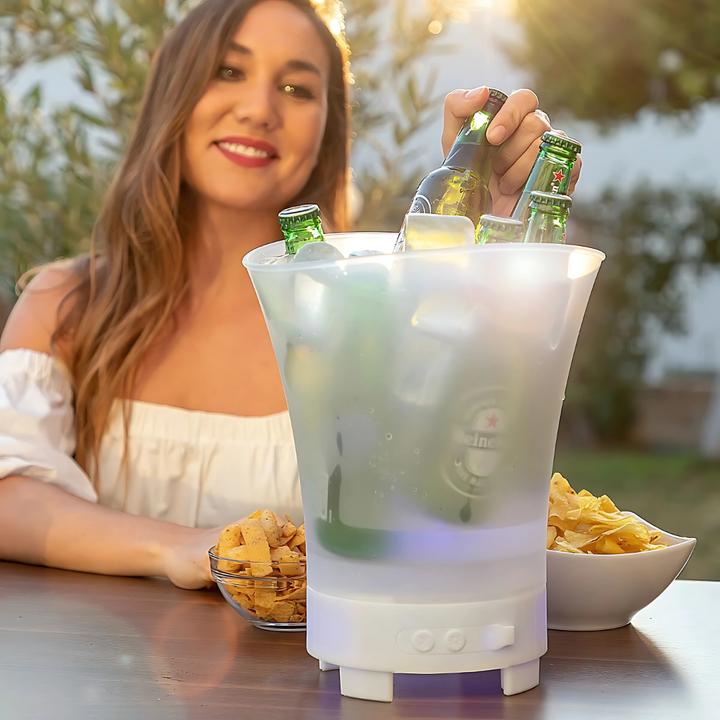 LED Beer And Champagne Bucket with Built-in Bluetooth Speaker