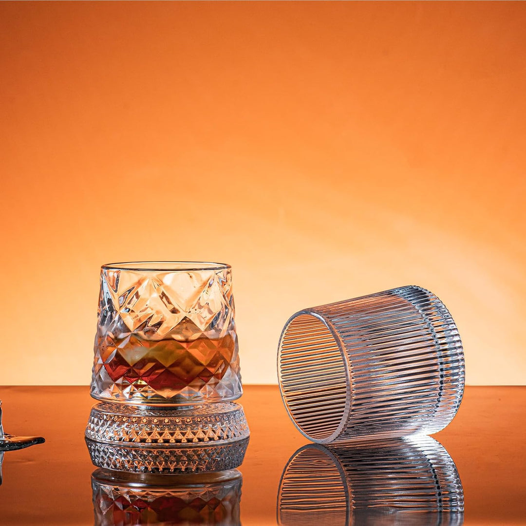 Spinning Whiskey Glass – Crystal Base 360° Rotating (300ml)