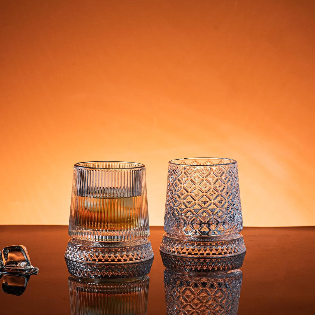 Spinning Whiskey Glass – Crystal Base 360° Rotating (300ml)