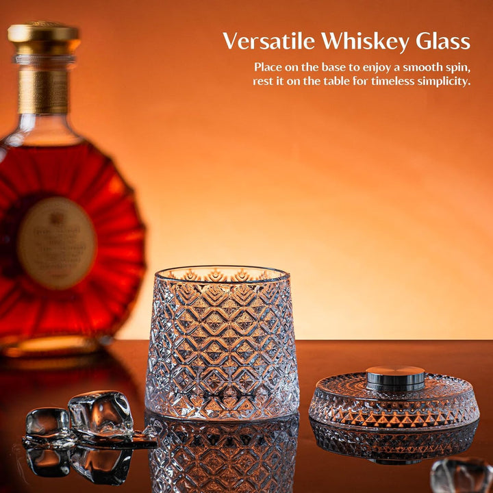 Spinning Whiskey Glass – Crystal Base 360° Rotating (300ml)
