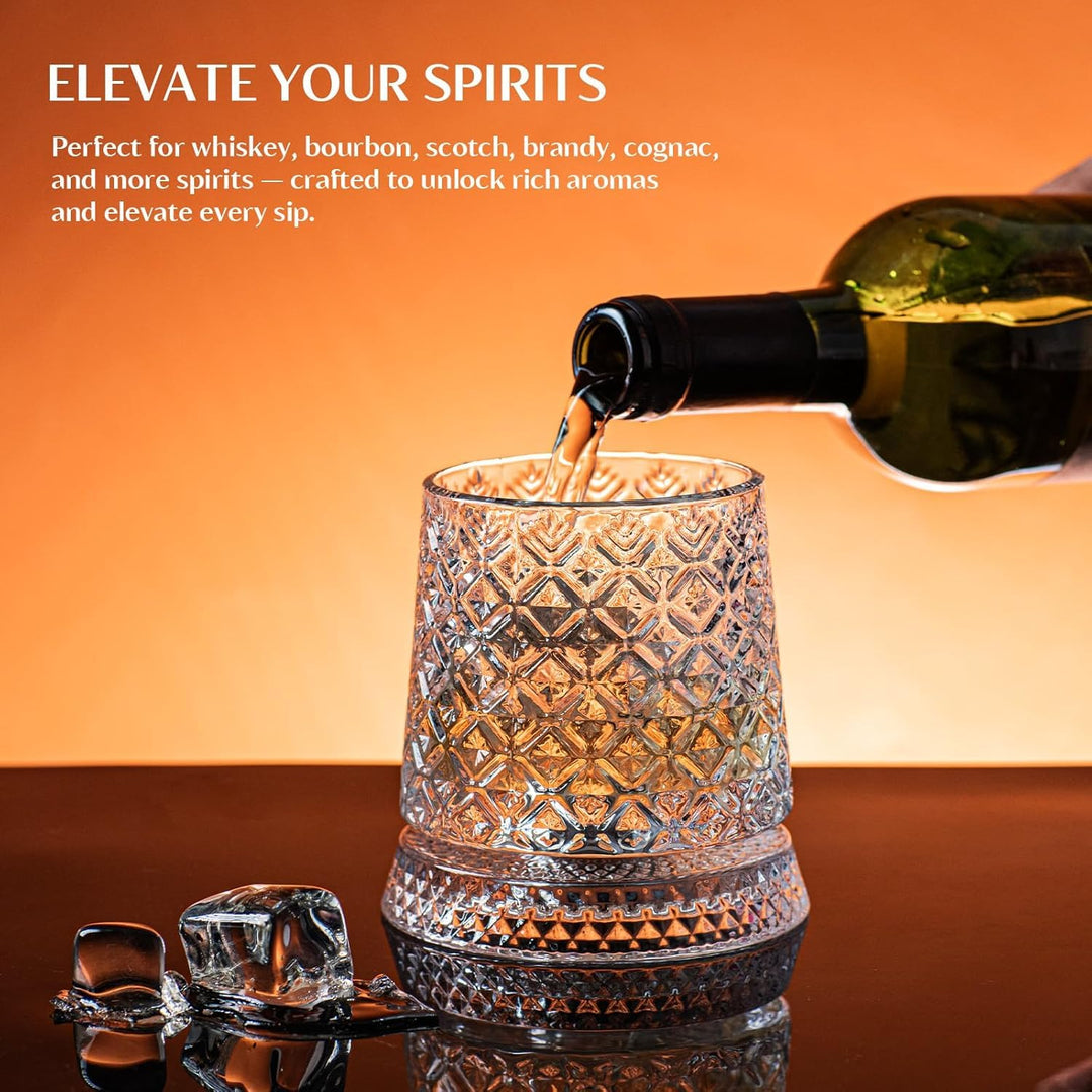 Spinning Whiskey Glass – Crystal Base 360° Rotating (300ml)