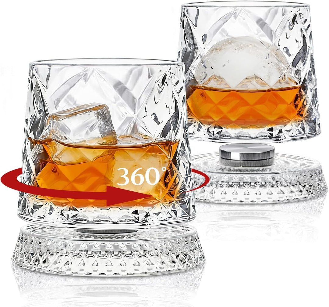 Spinning Whiskey Glass – Crystal Base 360° Rotating (300ml)