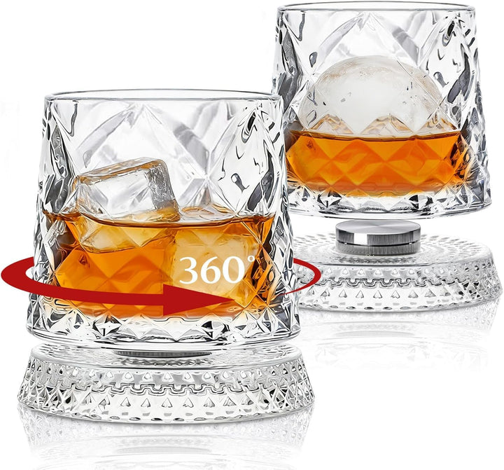 Spinning Whiskey Glass – Crystal Base 360° Rotating (300ml)