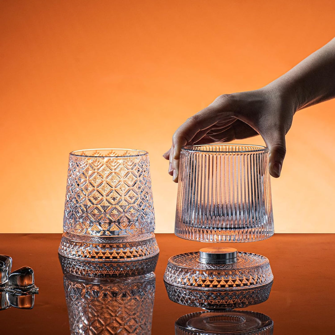Spinning Whiskey Glass – Crystal Base 360° Rotating (300ml)