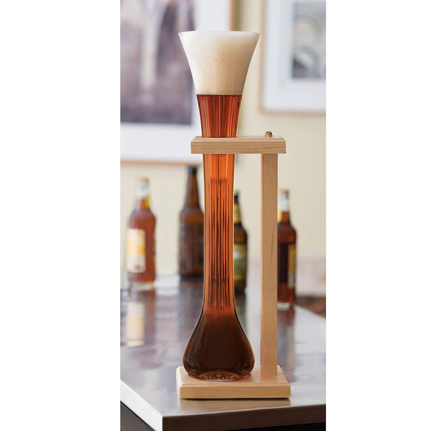 Ale Long Beer Glass with Wooden Stand (940 ML)