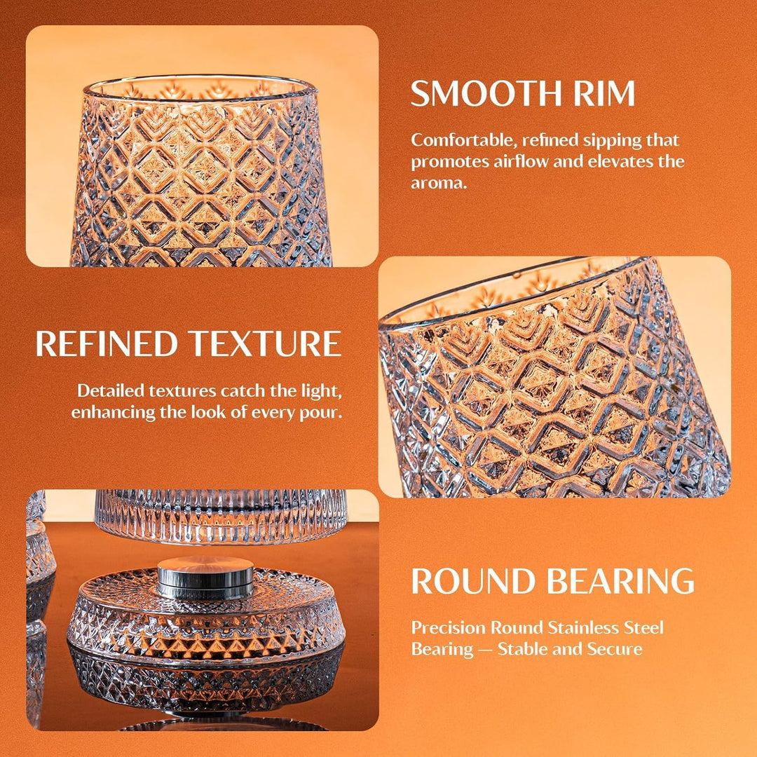 Spinning Whiskey Glass – Crystal Base 360° Rotating (300ml)