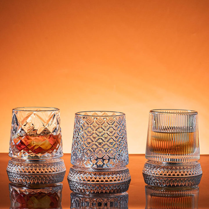 Spinning Whiskey Glass – Crystal Base 360° Rotating (300ml)