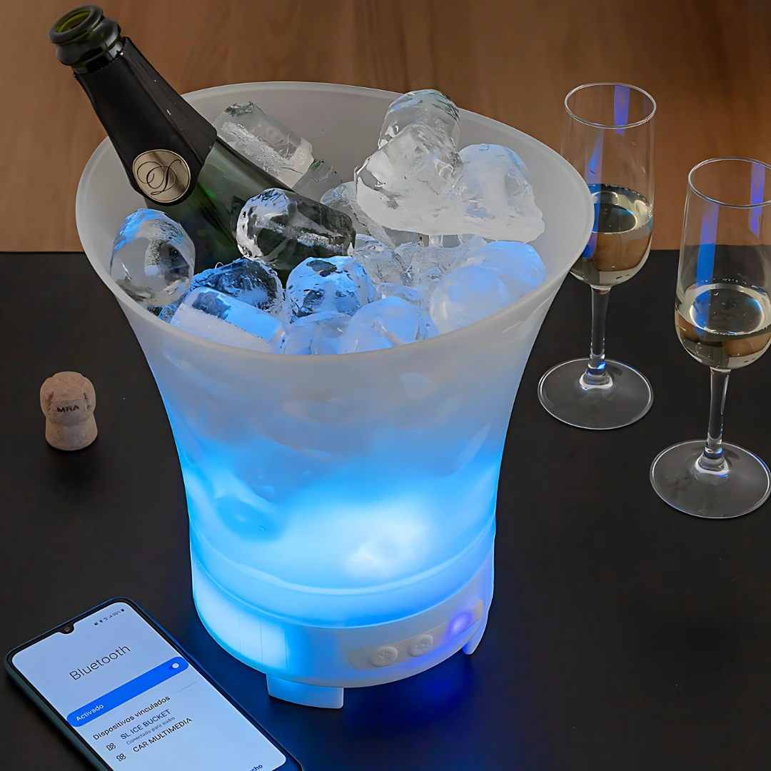 LED Beer And Champagne Bucket with Built-in Bluetooth Speaker