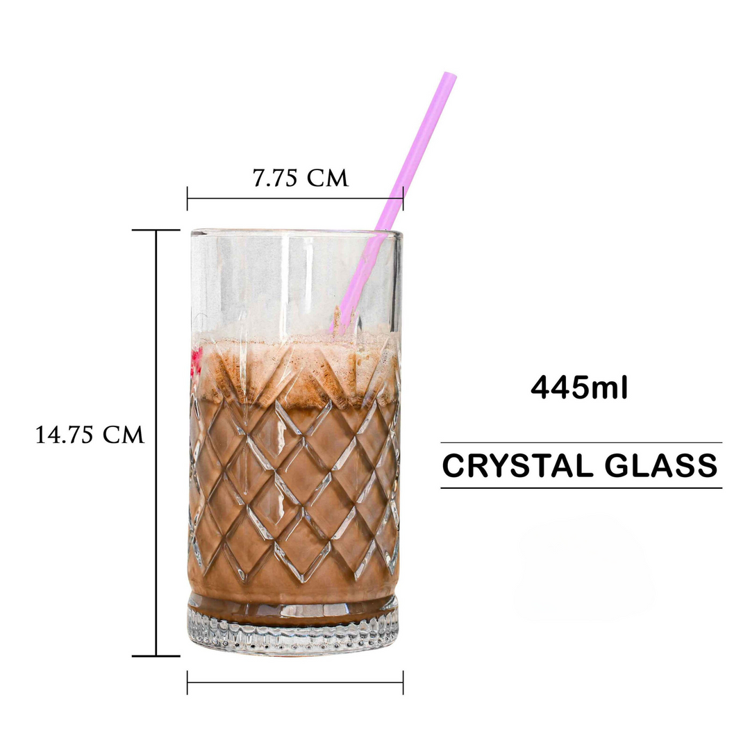 Diamond Hi Ball Glass (Pack Of 6)