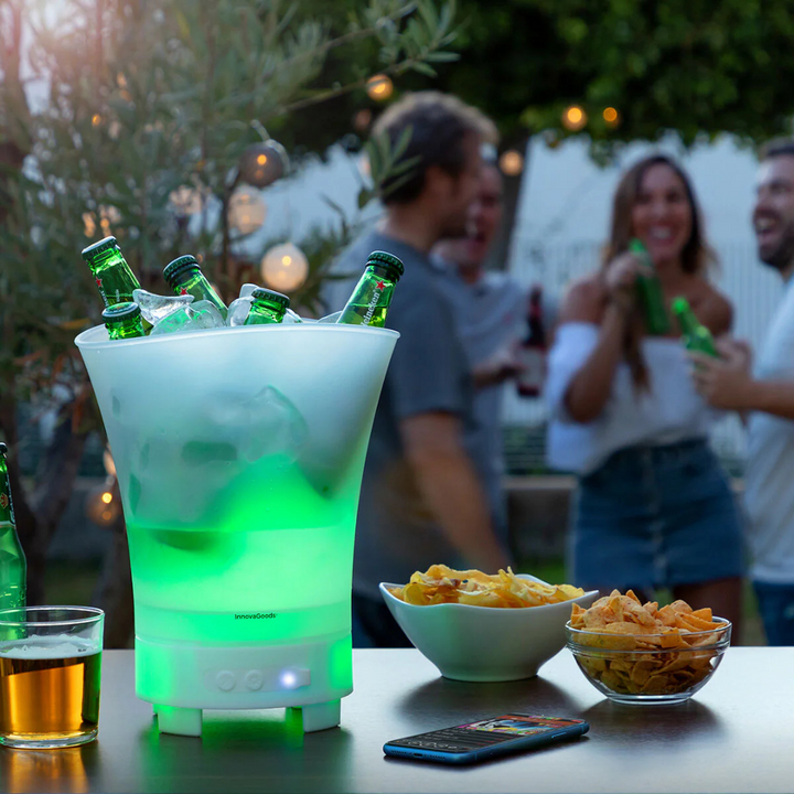 LED Beer And Champagne Bucket with Built-in Bluetooth Speaker