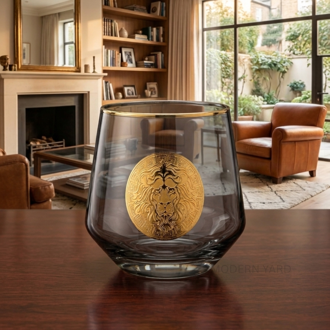 Lion Heart Gold-Rimmed Whiskey Glass (Pack of 6) - Made in Turkey