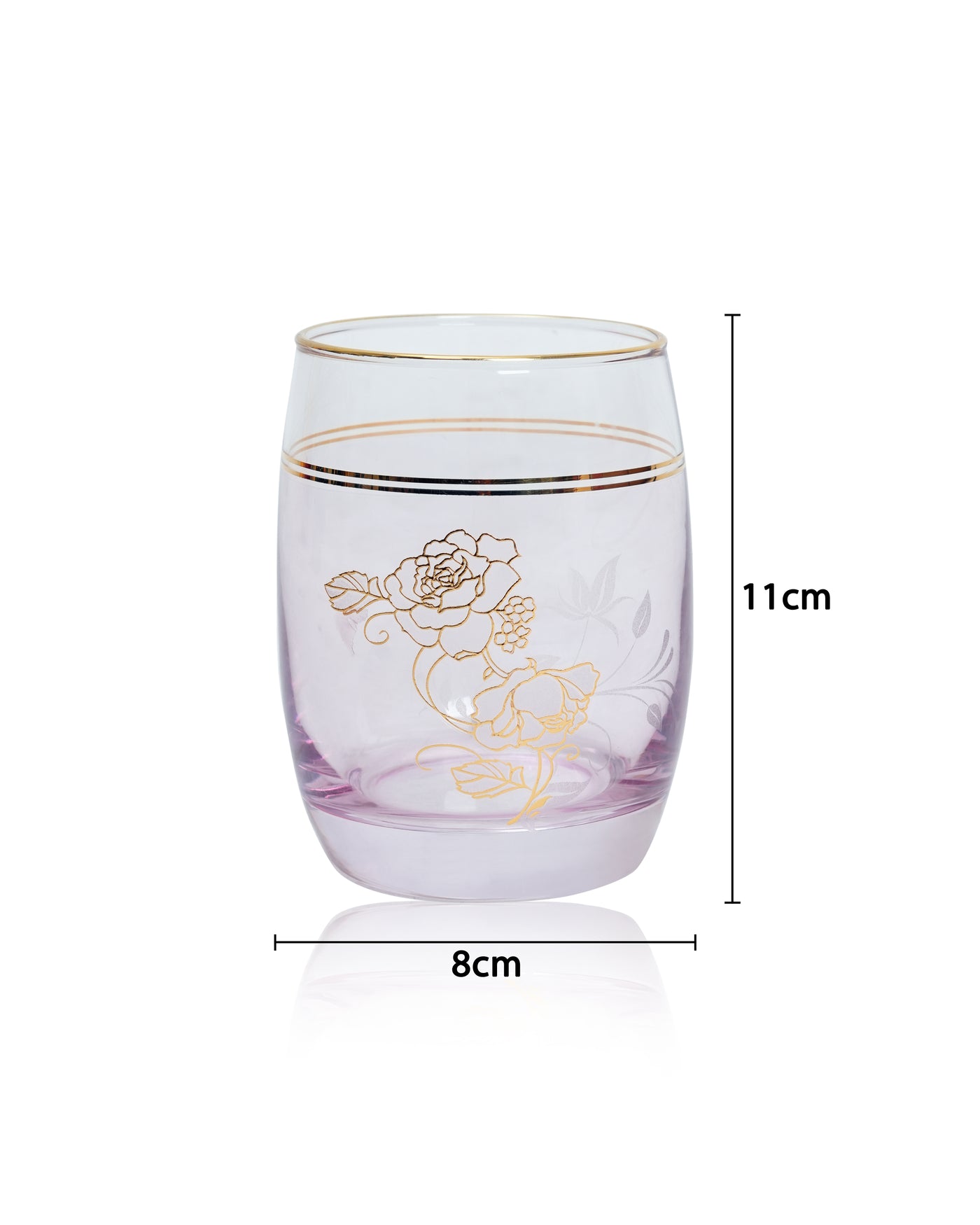 Flora Pink Golden Line Glasses (Set of 6)