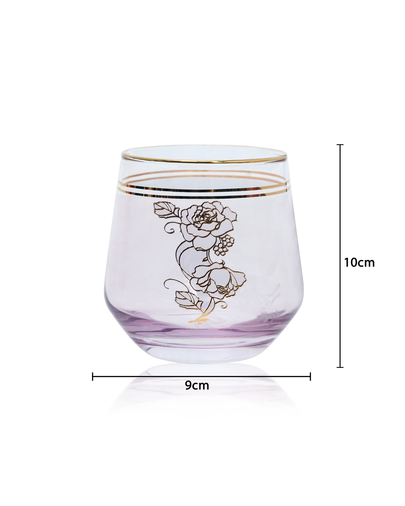 Flora Pink Golden Line Glasses (Set of 6)