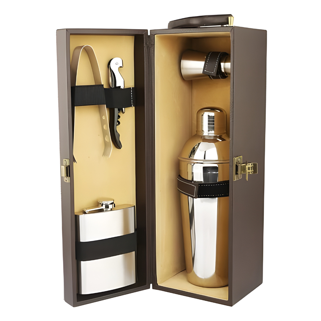 Elegant bottle gifting suitcase designed for whiskey wine bourbon and premium spirits