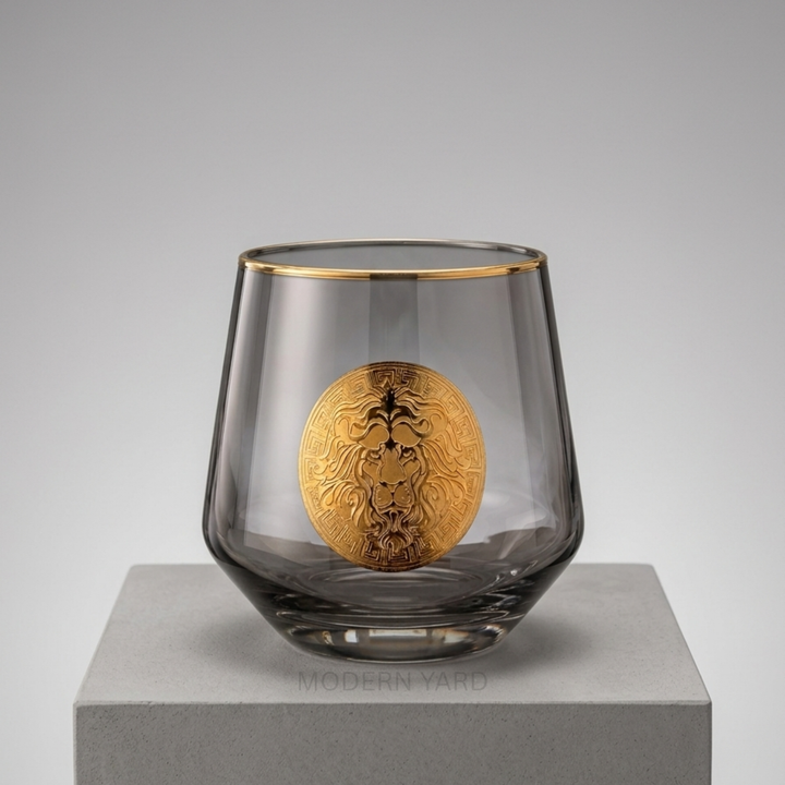 Lion Heart Gold-Rimmed Whiskey Glass (Pack of 6) - Made in Turkey