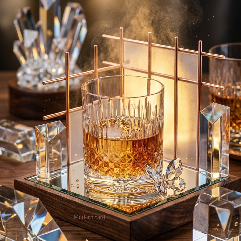 Luxury Italian crystal double old fashioned whiskey tumblers with elegant Diamante design and heavy base styling.