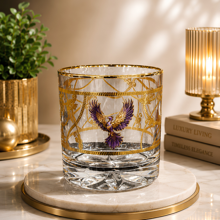 Crystal Eagle Whiskey Glass - Gold Plated - Set of 6 (Leather Gift Box)