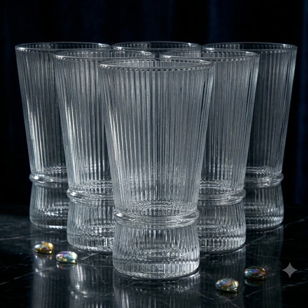 Premium fluted drinking glasses with 300 ML capacity