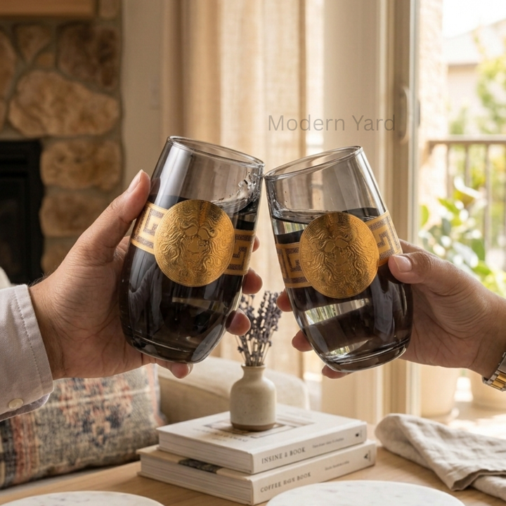 Royal lion themed premium barware glass for whiskey and cocktails