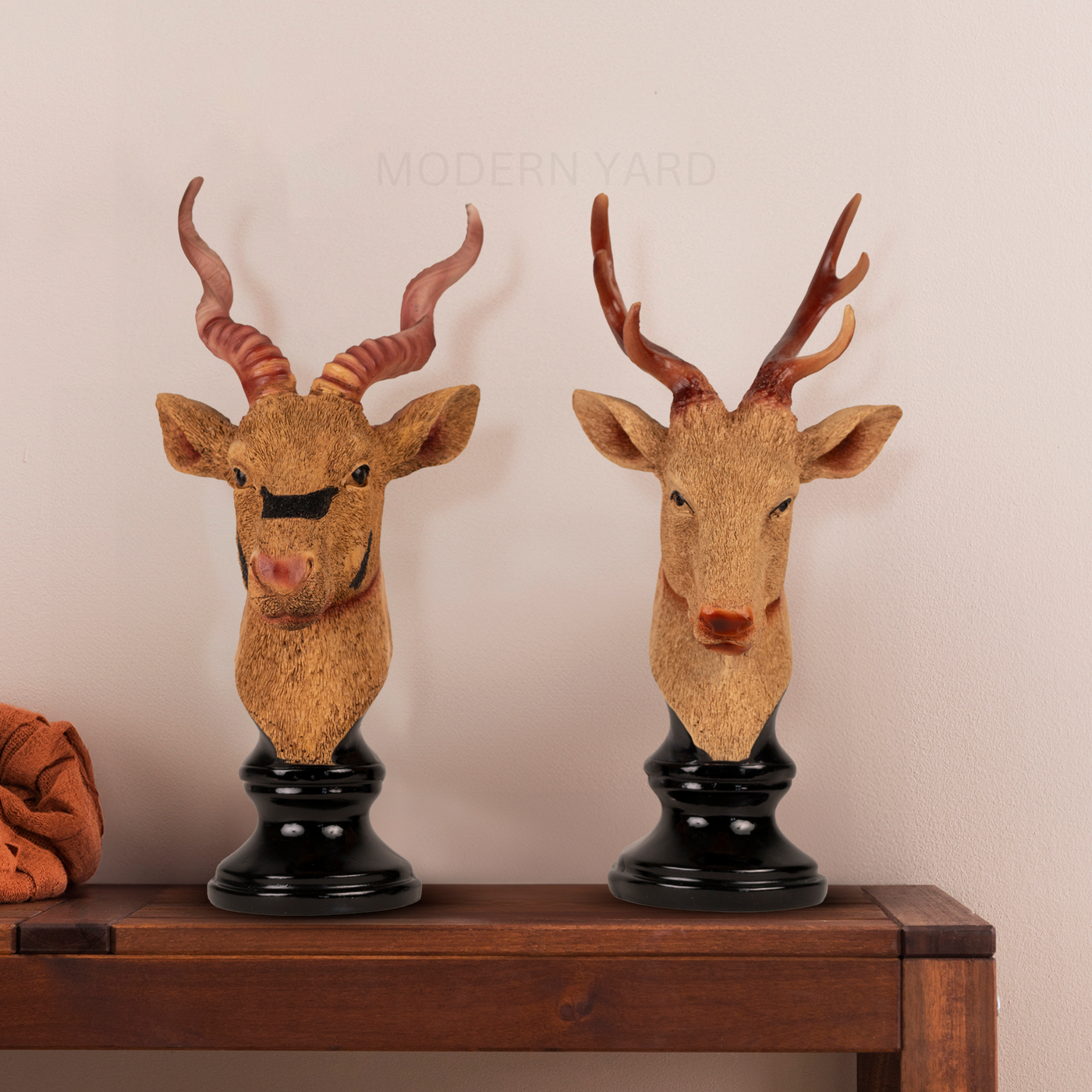 Deer with Horns Sculpture (Set of 2)