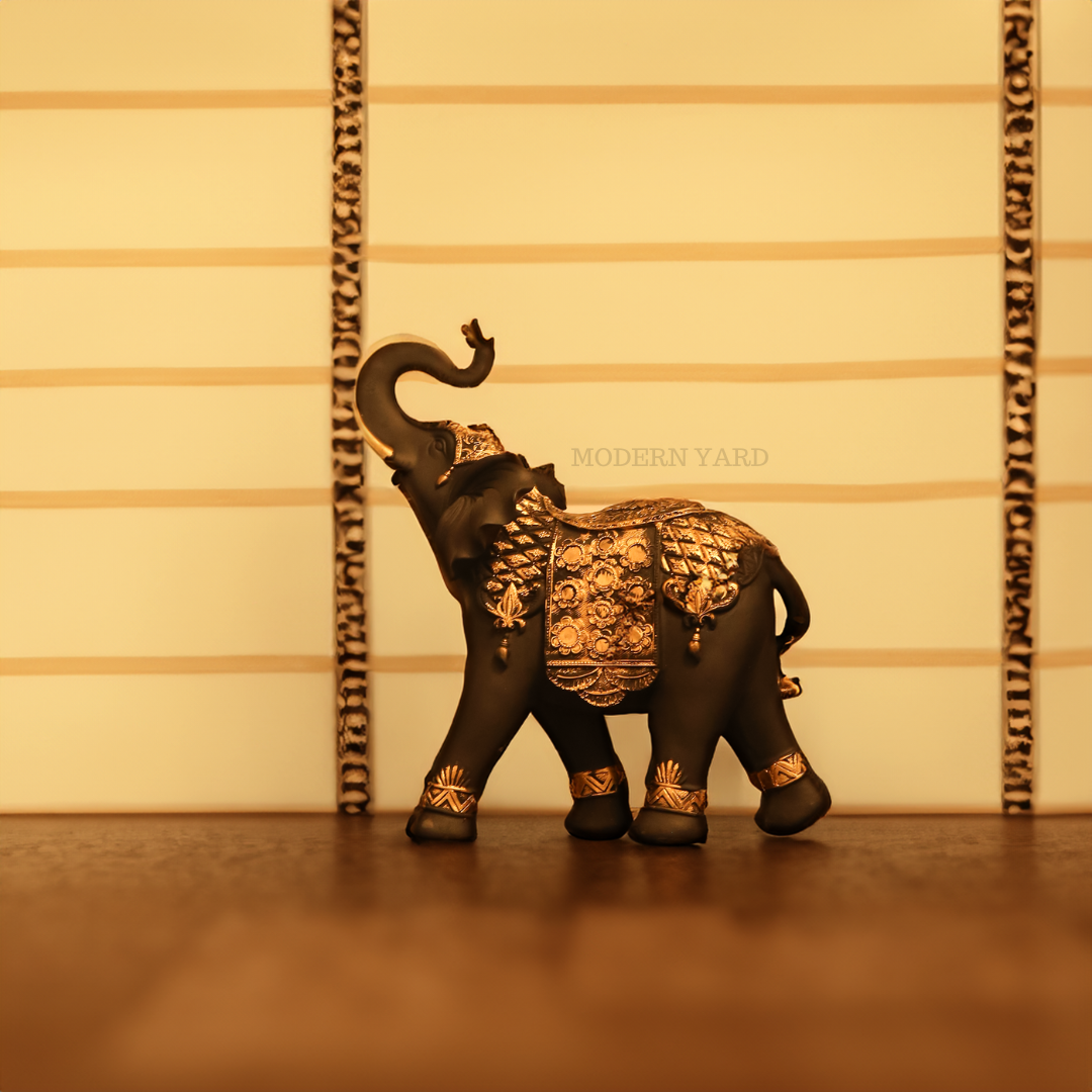 Black Elephant with Golden Touch (Set of 2)