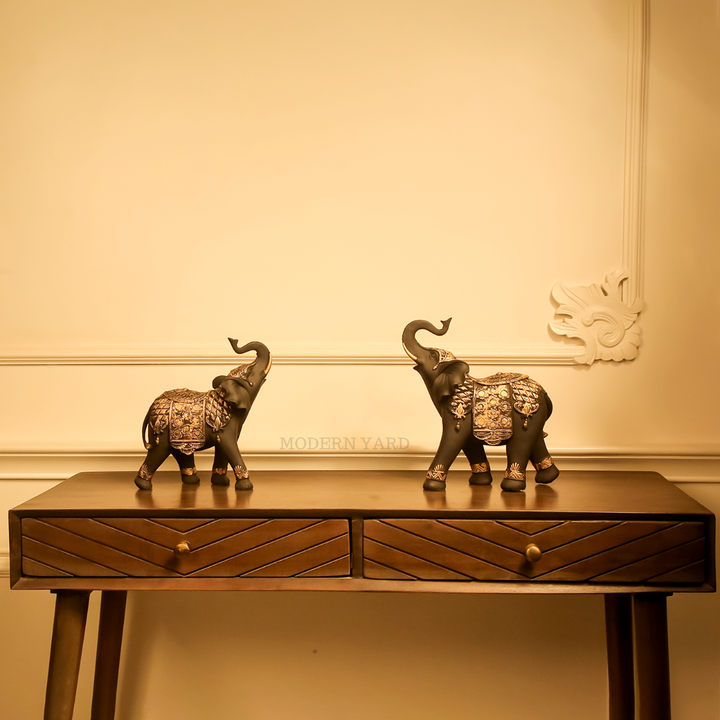 Black Elephant with Golden Touch (Set of 2)
