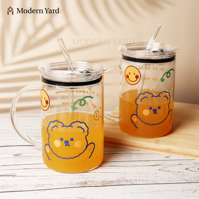 Glass Tumbler with Straw (600 ML)