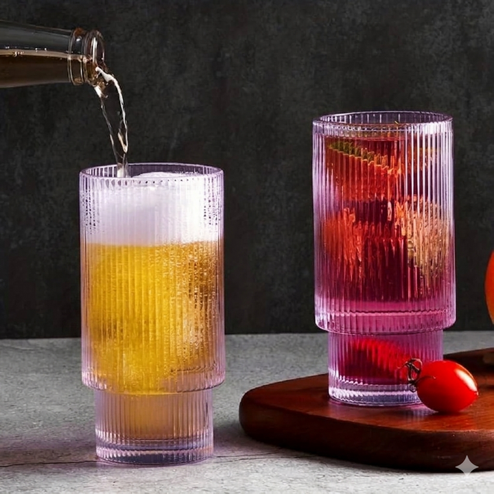 Designer aqua highball glass ideal for cocktails, iced coffee, lemonade and sparkling drinks