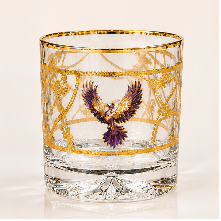 Crystal Eagle Whiskey Glass - Gold Plated - Set of 6 (Leather Gift Box)