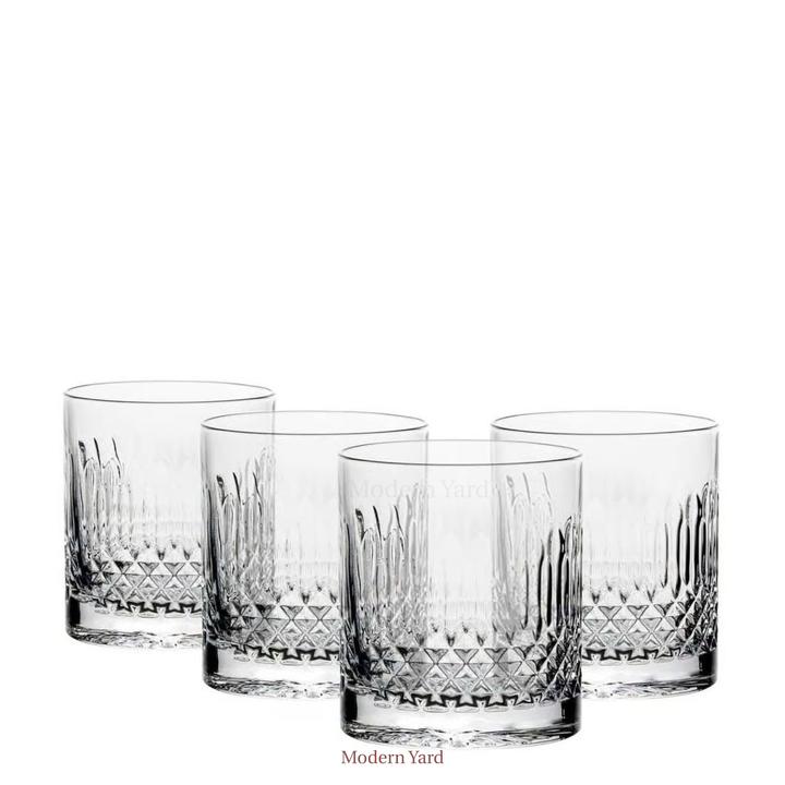 Designer crystal whiskey tumbler set crafted in Italy for luxury home bars and premium entertaining.