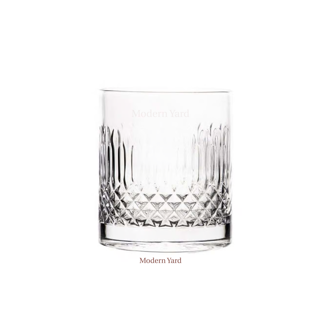 Designer crystal whiskey tumbler set crafted in Italy for luxury home bars and premium entertaining.