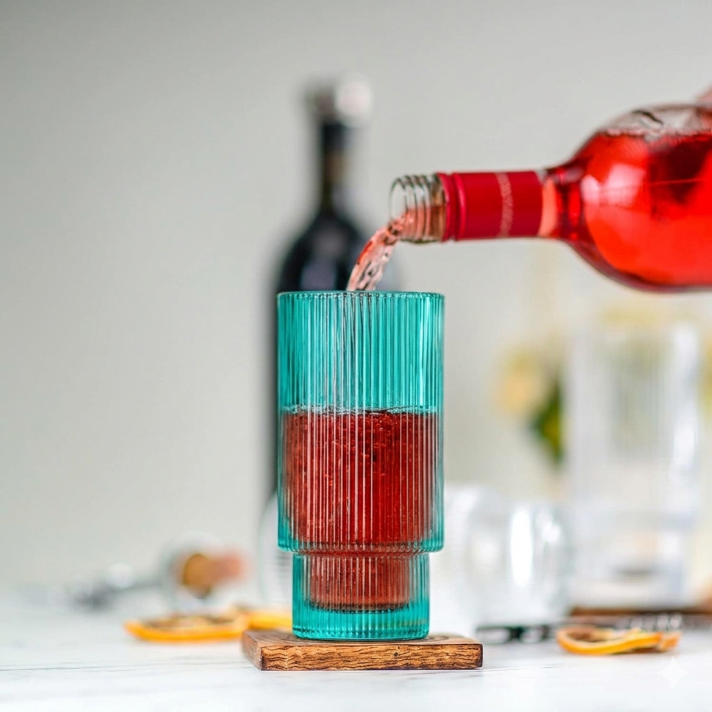 Korean-inspired fluted highball glass with stylish ribbed detailing and premium finish