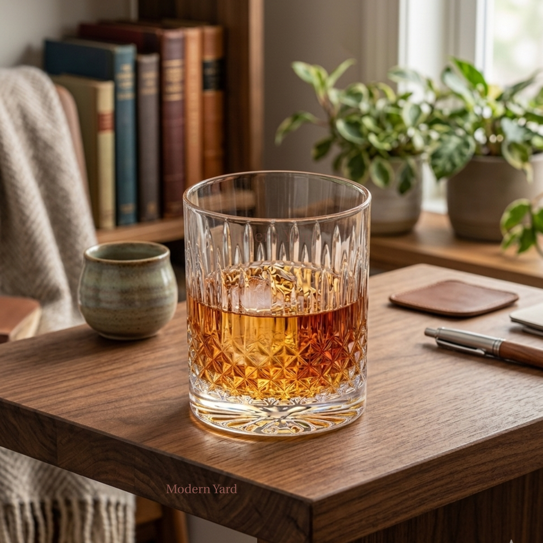 Premium Luigi Bormioli Diamante DOF whiskey glasses made in Italy for scotch, bourbon and luxury cocktails.
