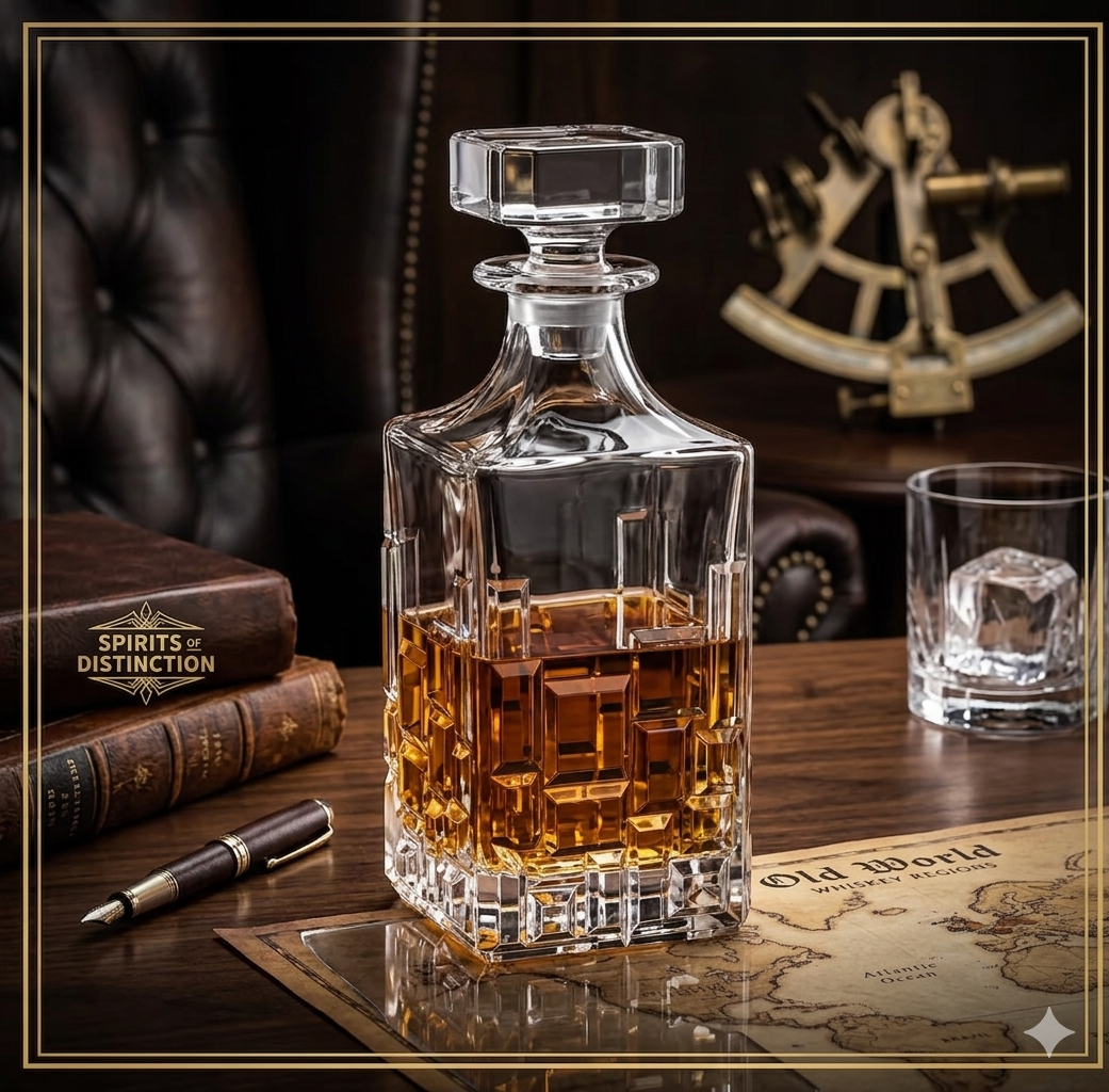 Modern Yard Classic Crystal Whiskey 7-piece decanter set Made in Italy luxury barware collection