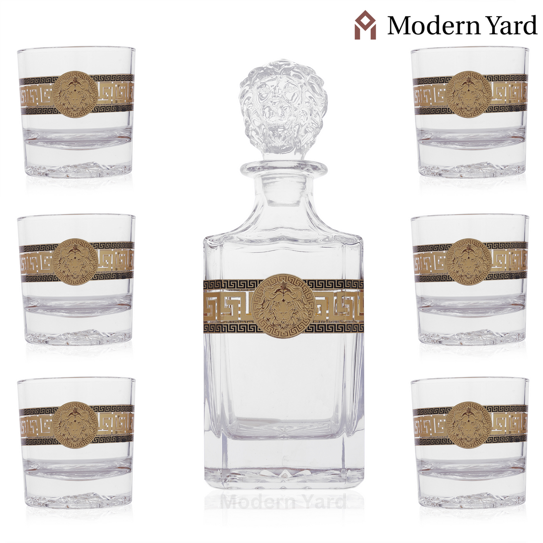 Lion Gold Plated 7 Pcs Decanter Set