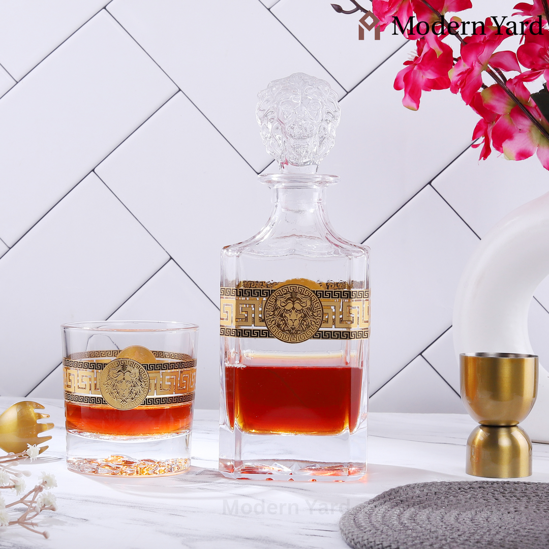 Lion Gold Plated 7 Pcs Decanter Set